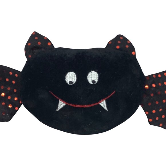Cute Halloween Black Bat Plush Decorative Stuffed Animal Red Polka Dot Wing 15" - Picture 2 of 4